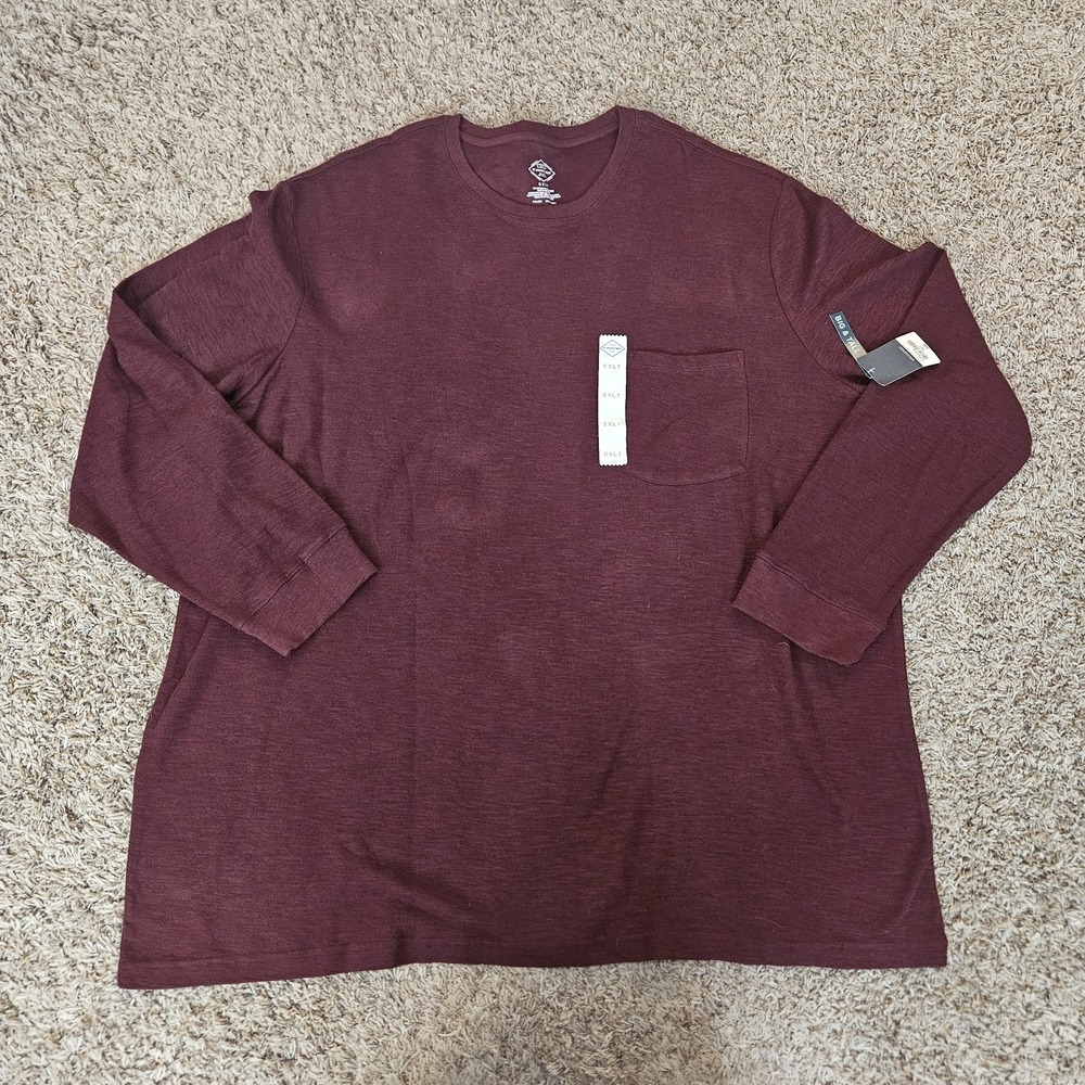 St John's Bay Men's‎ Big & Tall Long Sleeve Shirt Size 5XLT NWT Burgundy Red